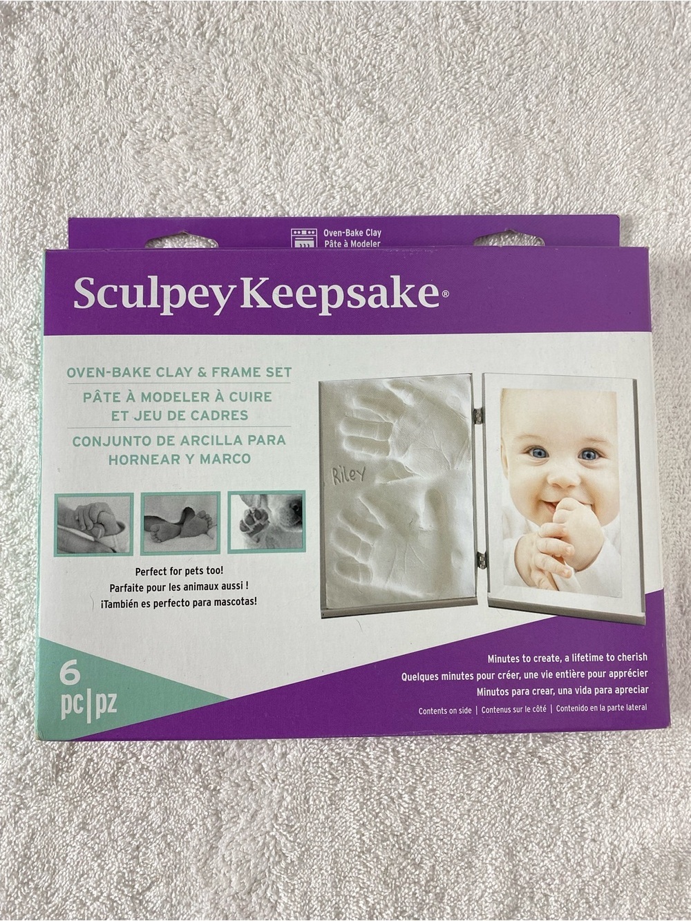 Sculpey Keepsake Oven-Bake Clay & Frame Set Baby Handprint Impression Kit NEW